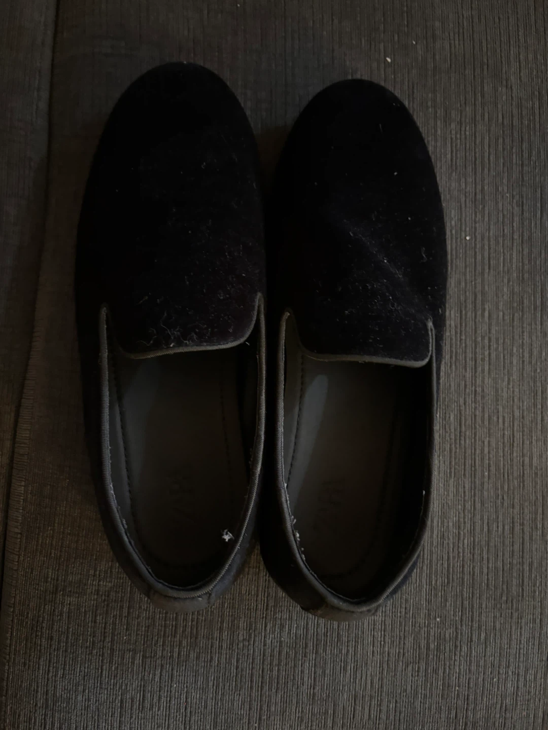 Zara Men's Black Velvet Loafer Shoes size 260