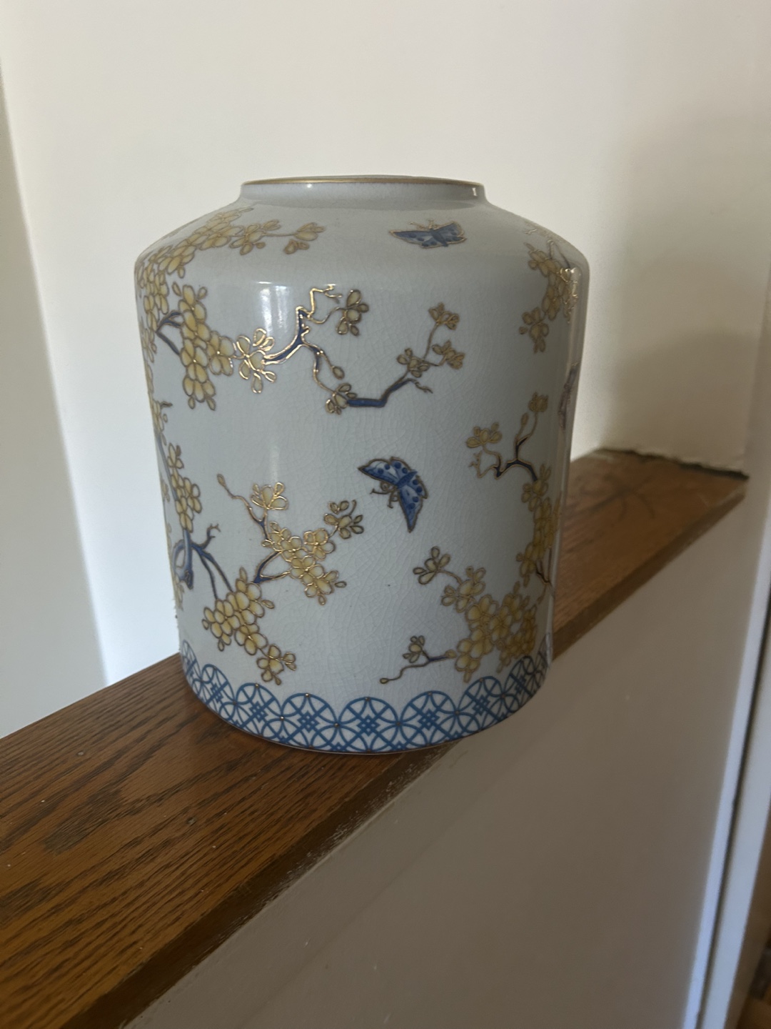 Decorative Ginger Jar with Floral and Butterfly Design - photo 3