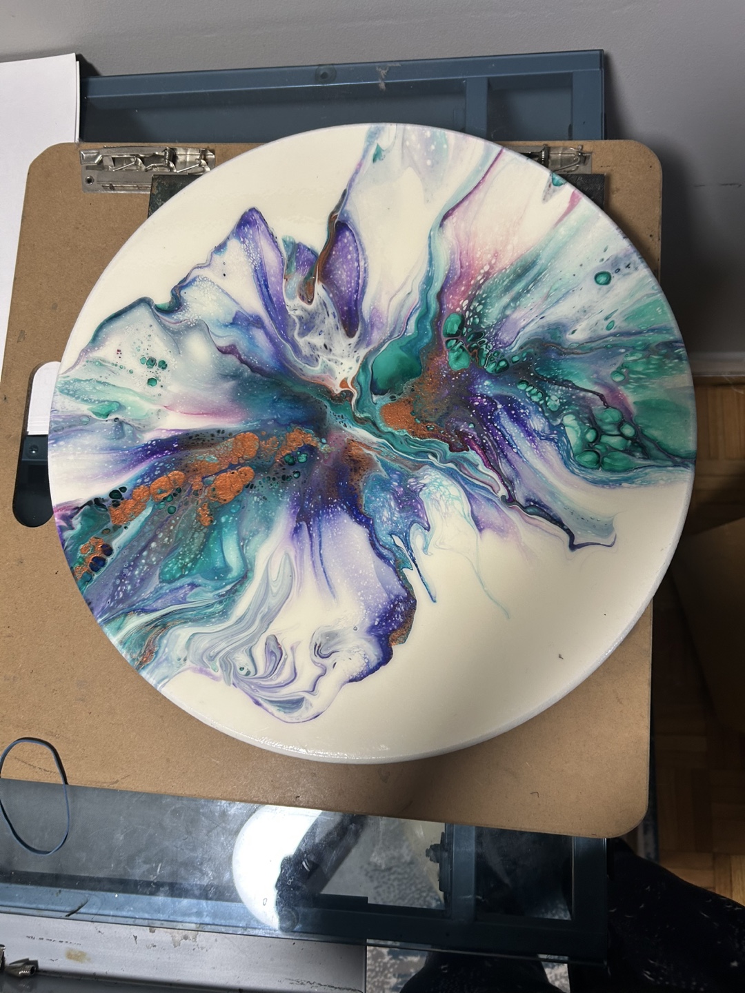 Round Acrylic Pour Art Painting 12-inch
