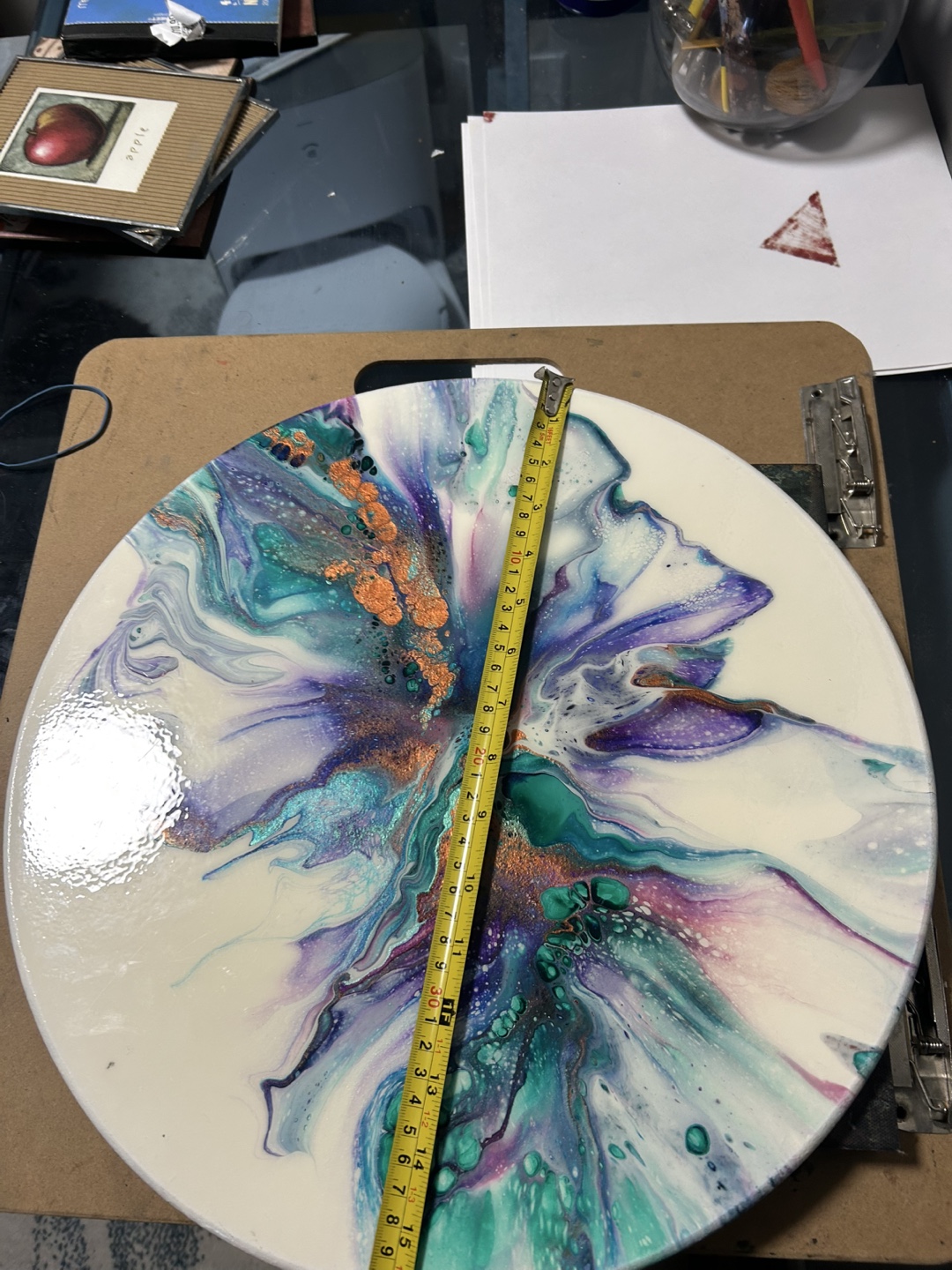 Round Acrylic Pour Art Painting 12-inch - photo 3