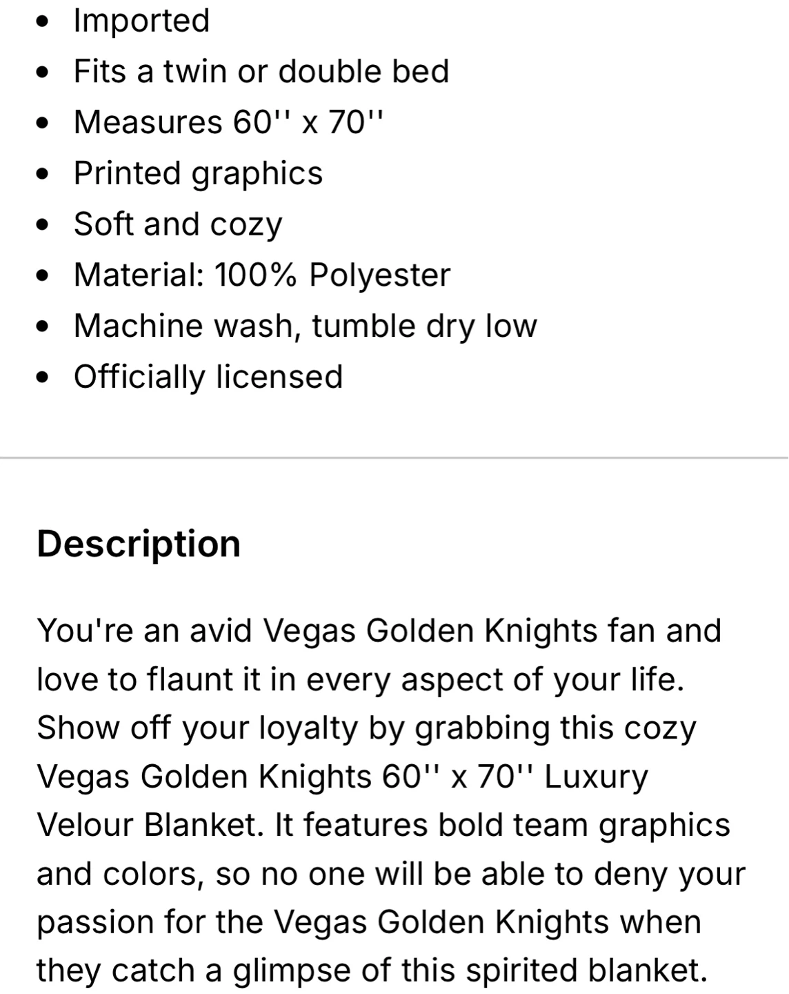 Vegas Golden Knights Luxury Velour Blanket 60" x 70" - photo 5
