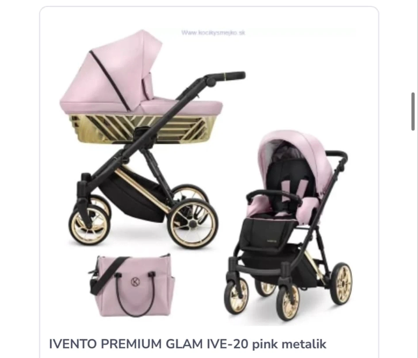 Bambino IVENTO PREMIUM GLAM IVE-20 Pink Metallic Stroller