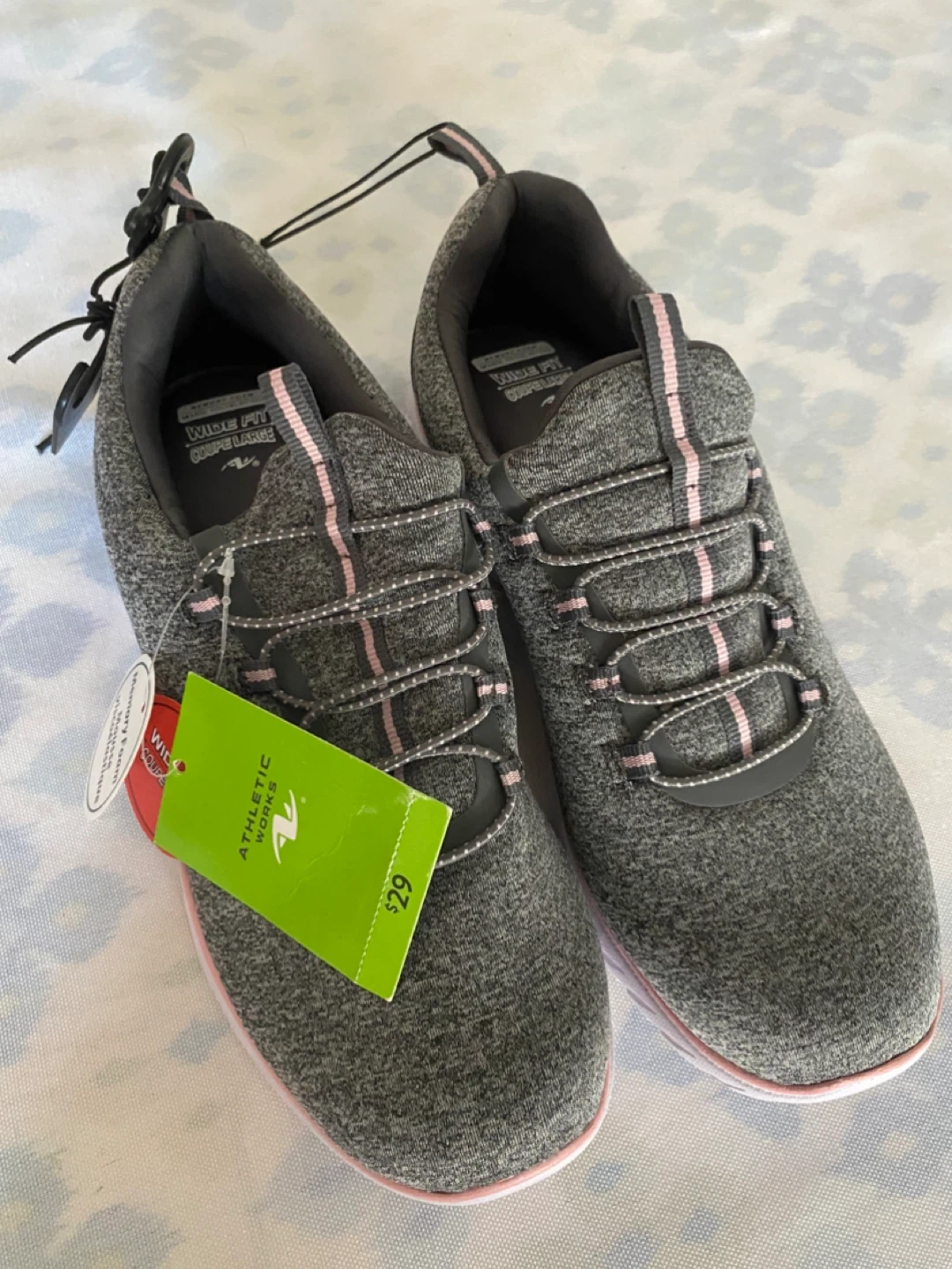 Athletic Works Women's Wide Fit Grey Pink Running Shoes Size 8