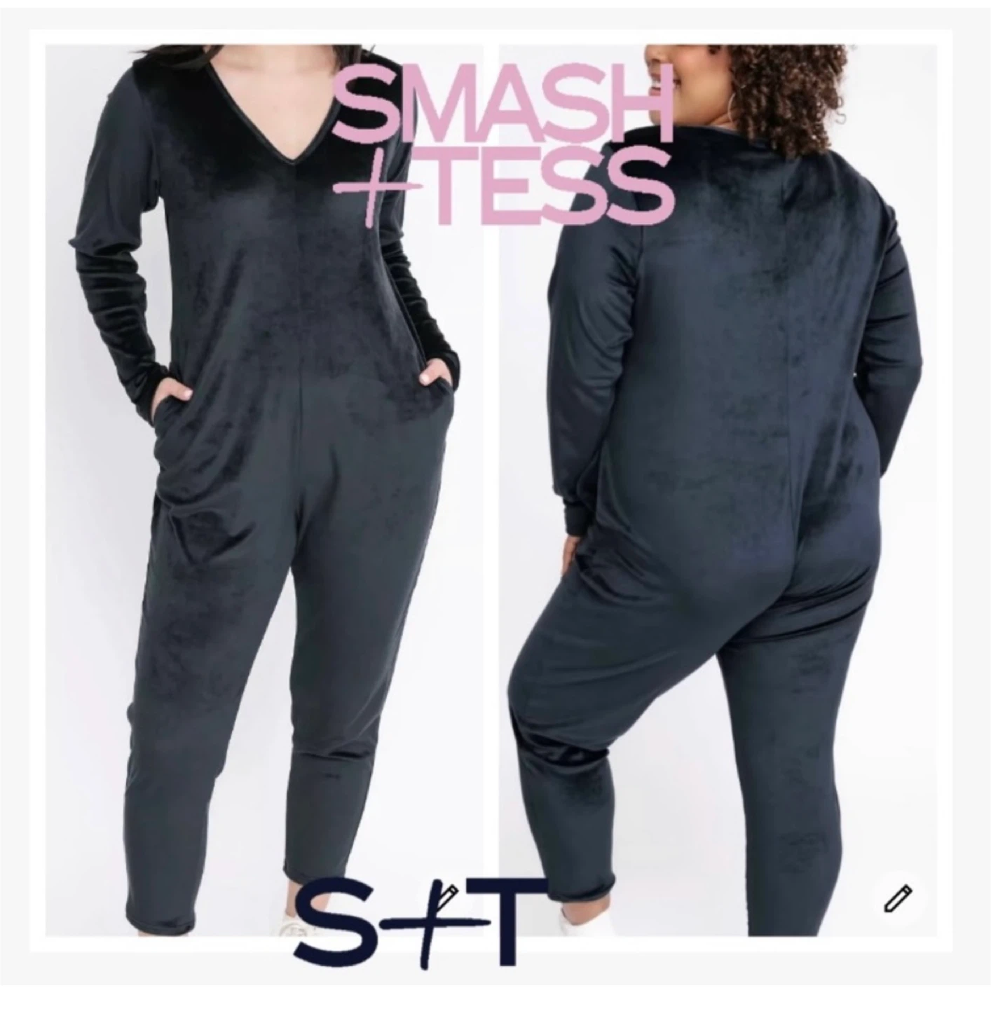 *NEW* Smash + Tess Black Velvet Jumpsuit 4X/4T