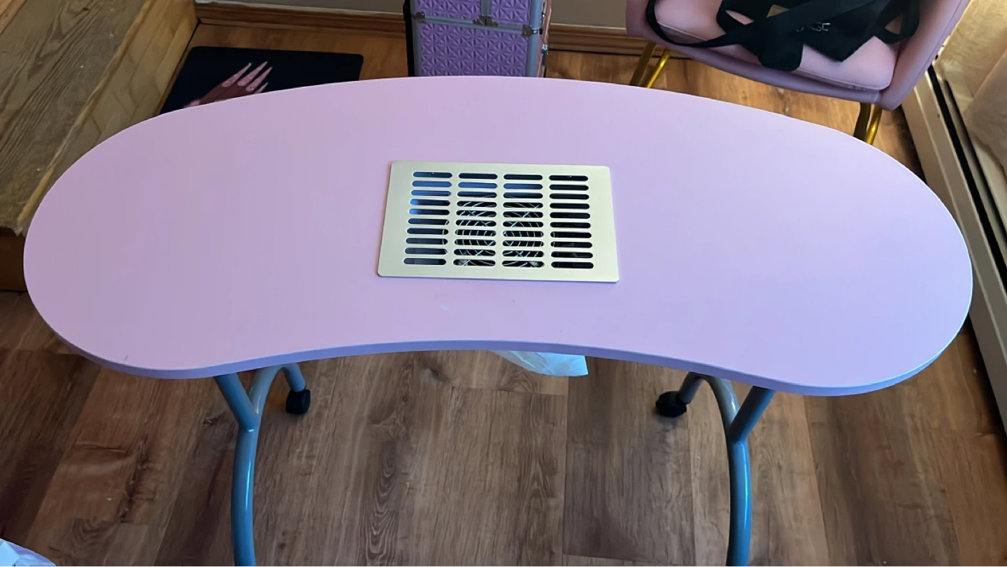 Pink Manicure Nail Table with Built-in Fan - photo 2