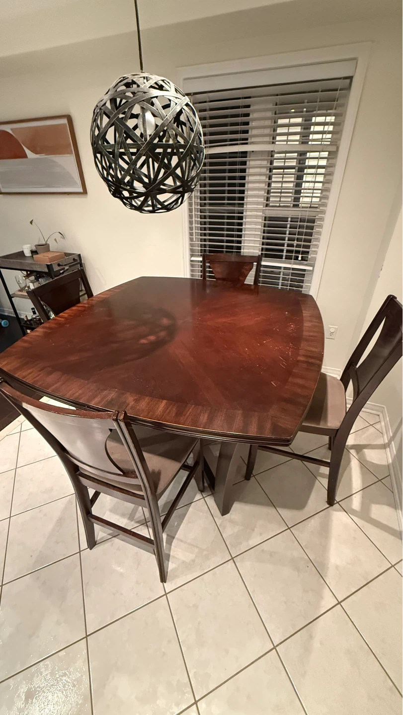 Wooden Dining Table with 4 Chairs