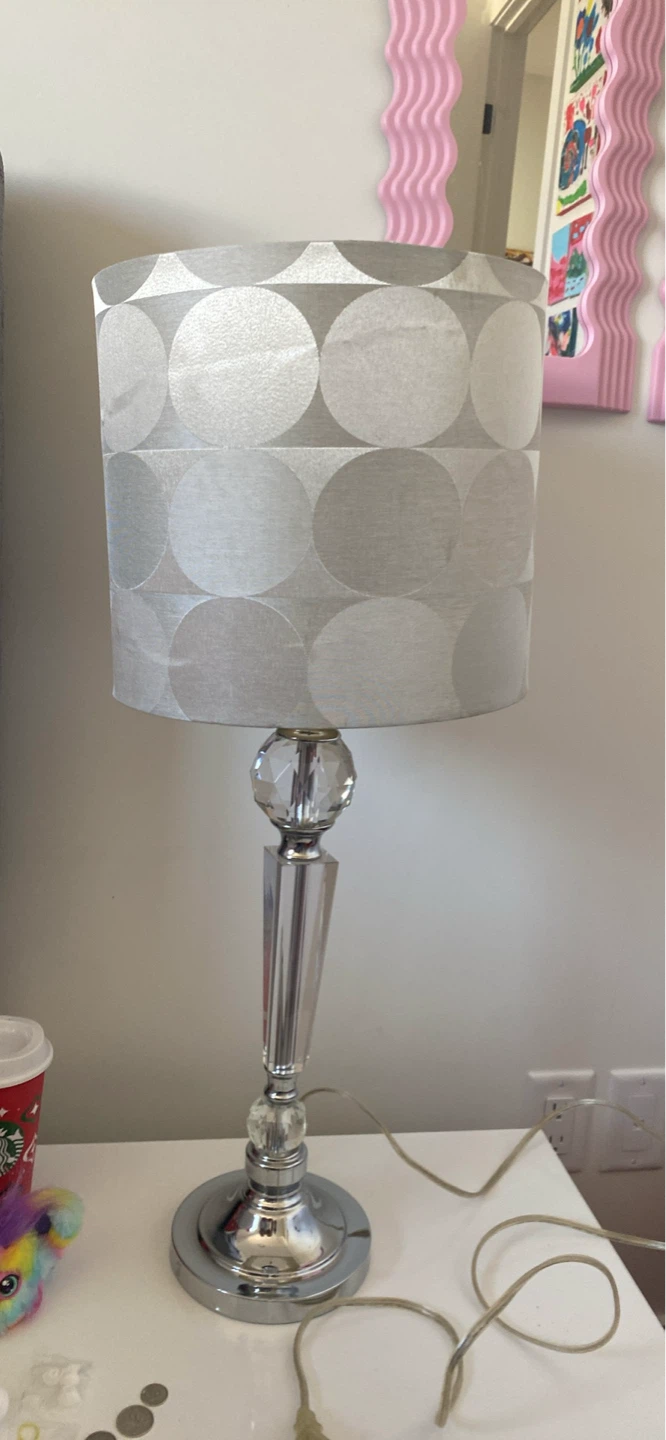 Table Lamp with Silver Circle Pattern Shade