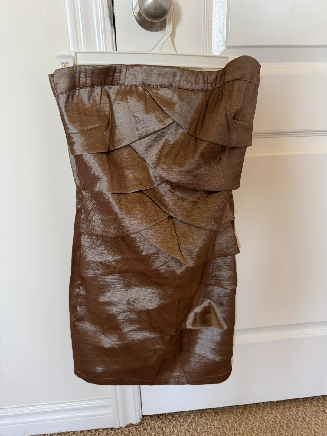 Dynamite Strapless Tiered Sheath Dress Bronze Size 5 - photo 2