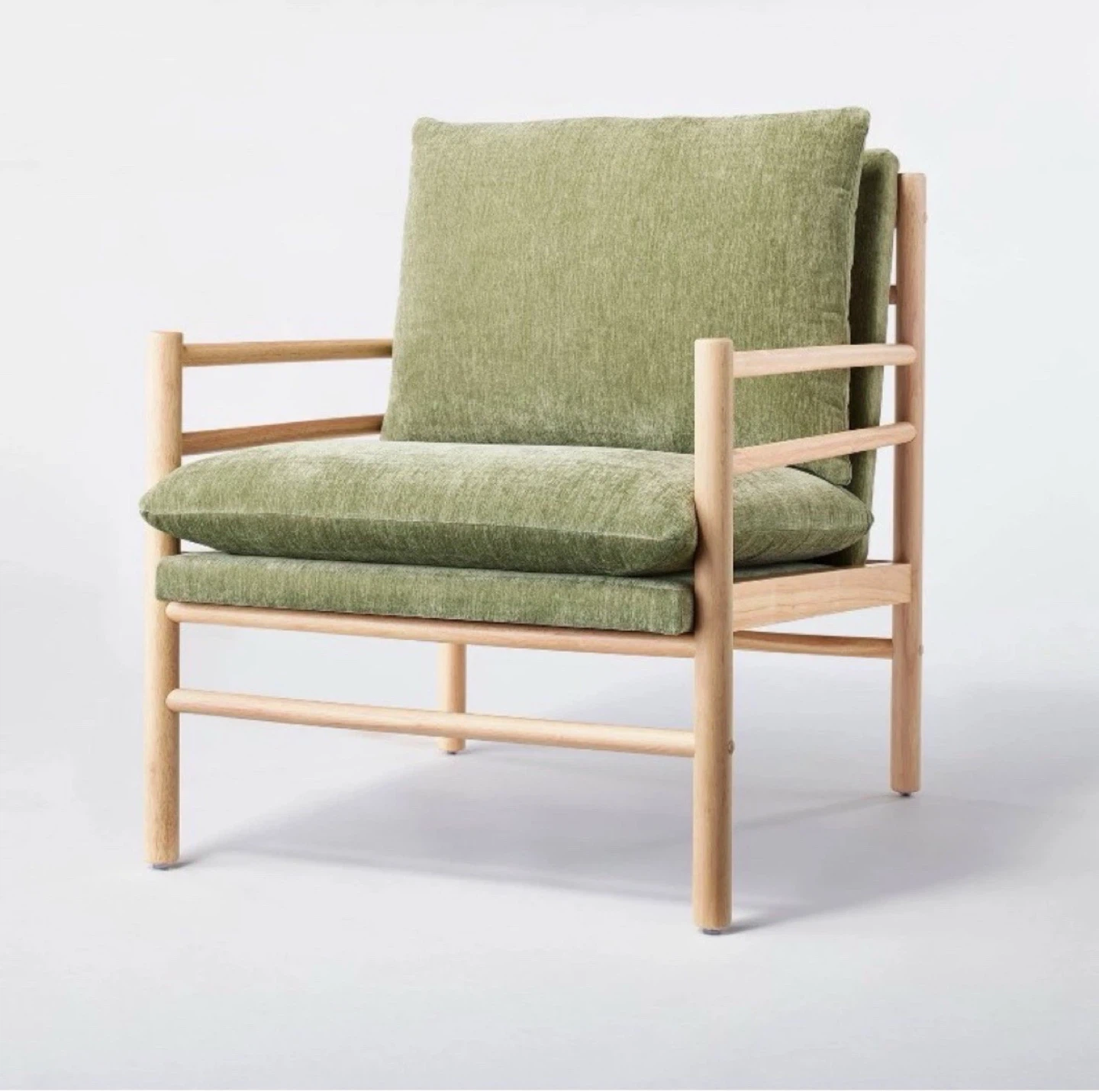 Threshold Dowel Velvet Armchair - Light Green