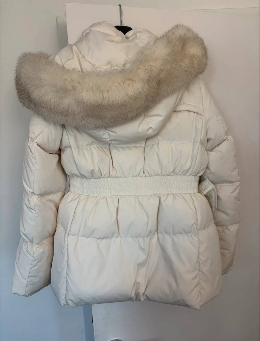 Cream White Puffer Jacket with Fur Hood - photo 3