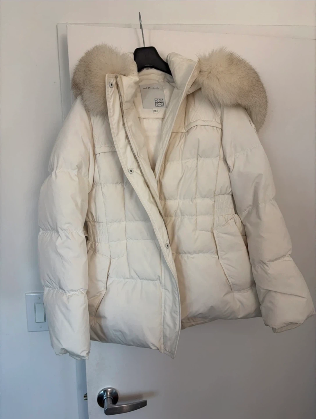 Cream White Puffer Jacket with Fur Hood - photo 2