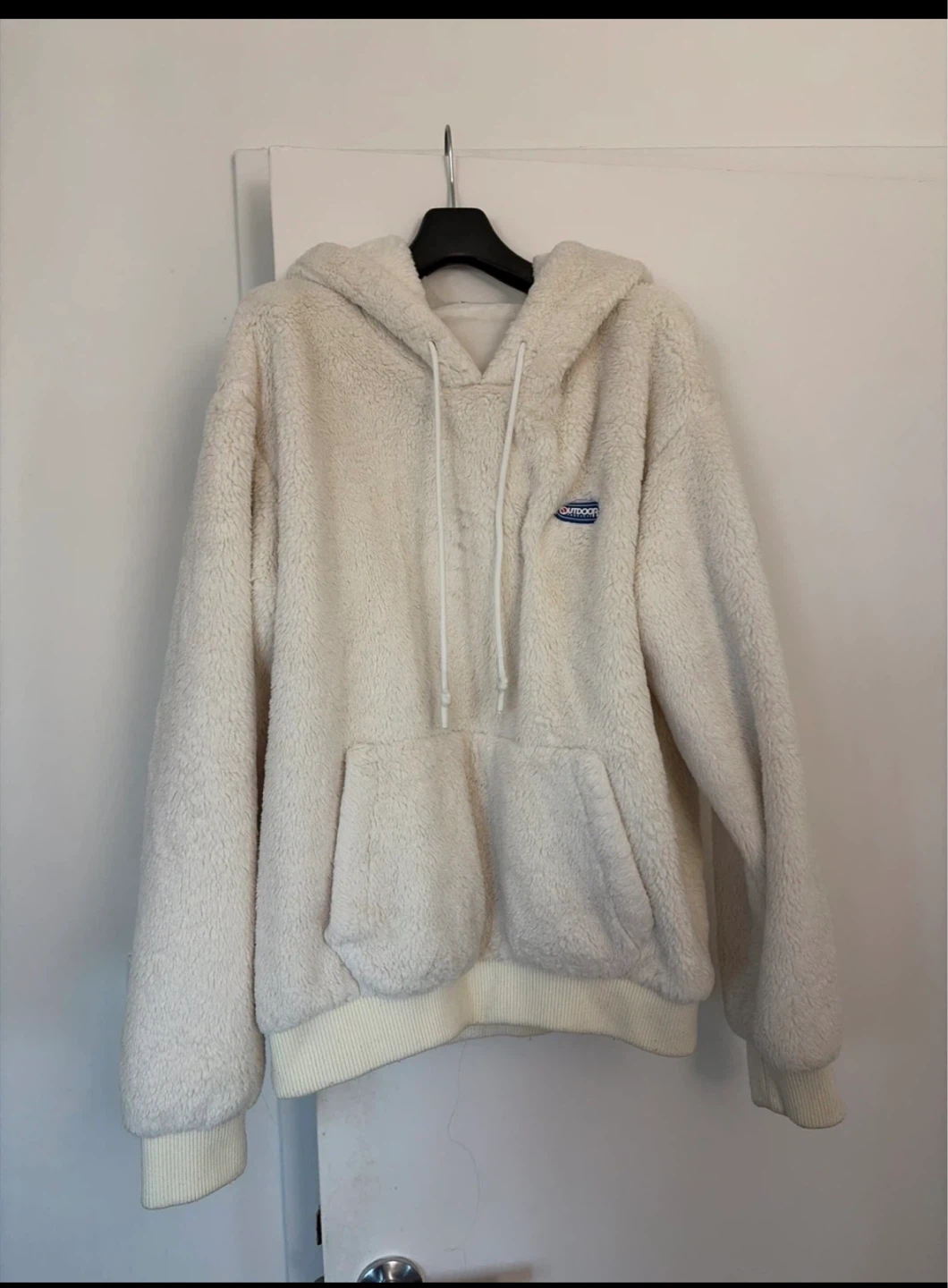 Cream White Puffer Jacket with Fur Hood