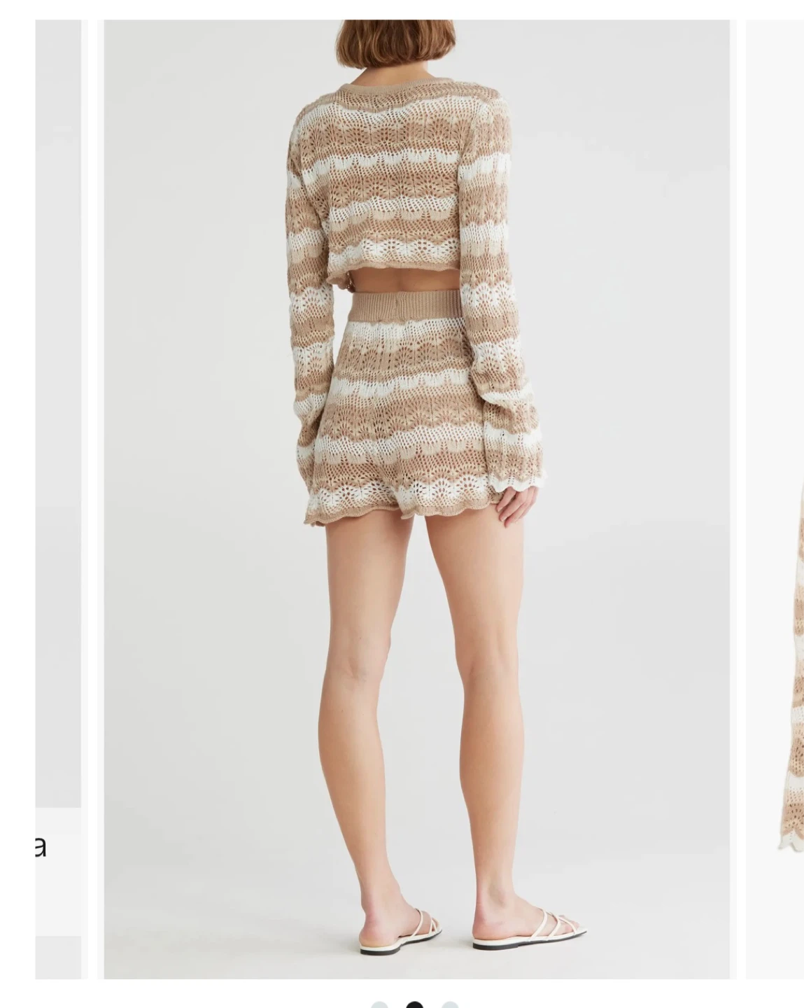 Princess Polly Crochet Knit Set - Tan/White - photo 4