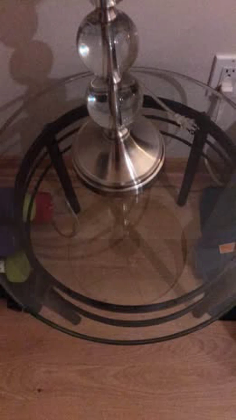 Glass top accent table with black metal frame - photo 2