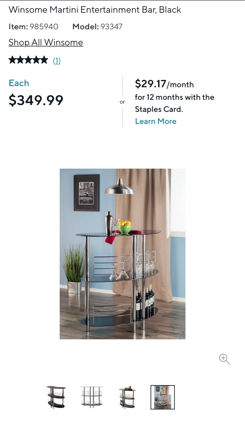 Modern 3-Tier Curved Glass Bar Table