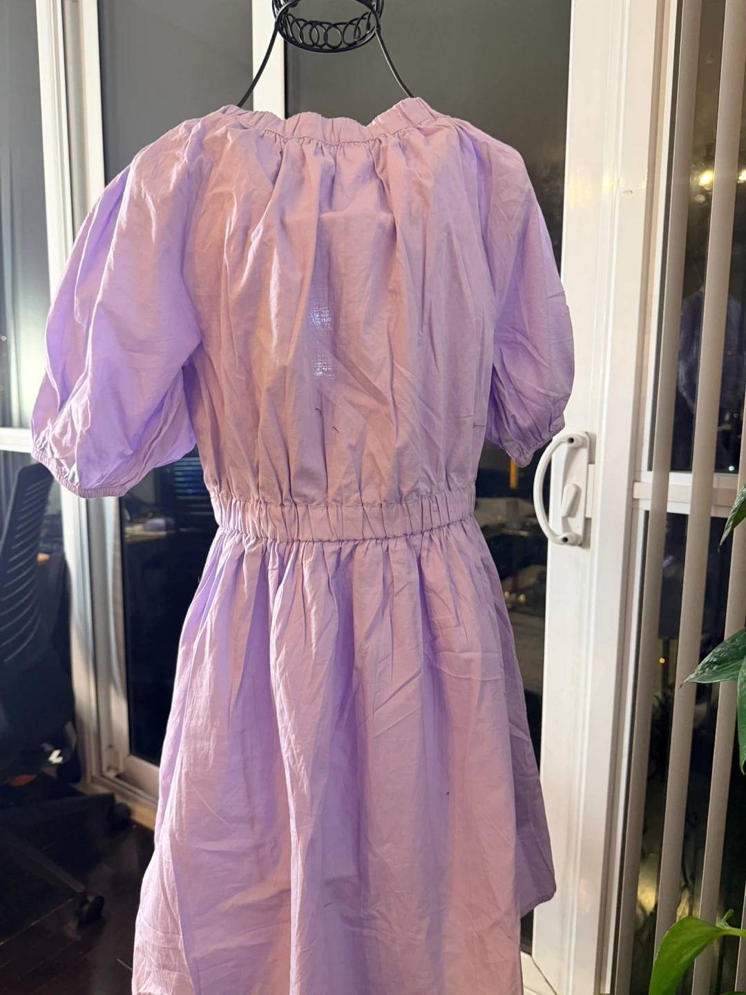 Lilac Puff Sleeve Cotton Dress - photo 2