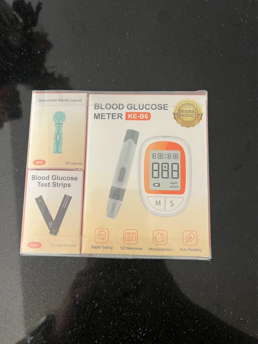 Blood Glucose Meter KE-B6 Kit with Test Strips and Lancets