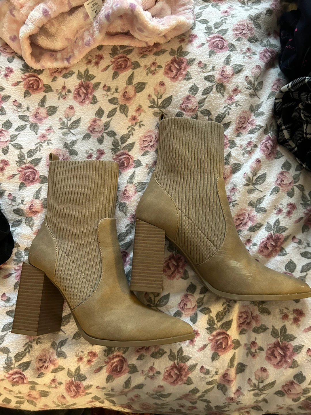 Tan Sock Booties - 6.5