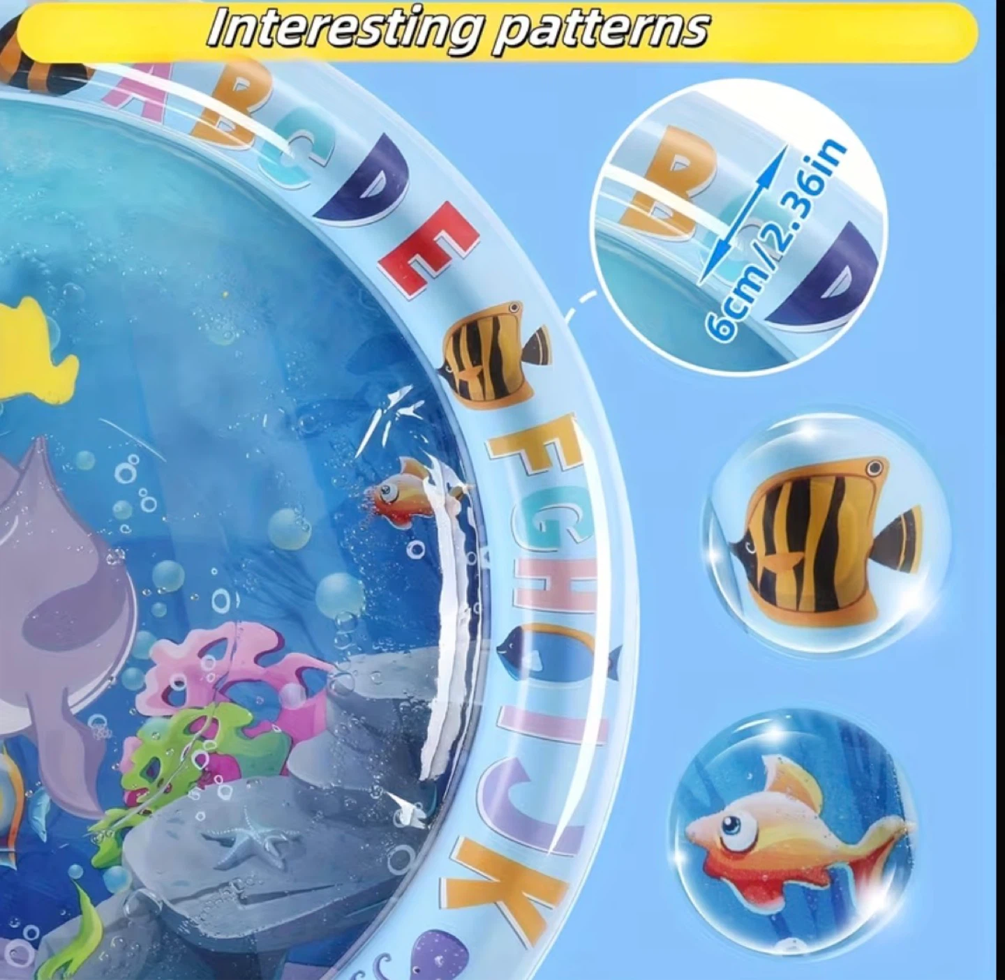 Inflatable Baby Water Play Mat with Alphabet and Ocean Animals - photo 3