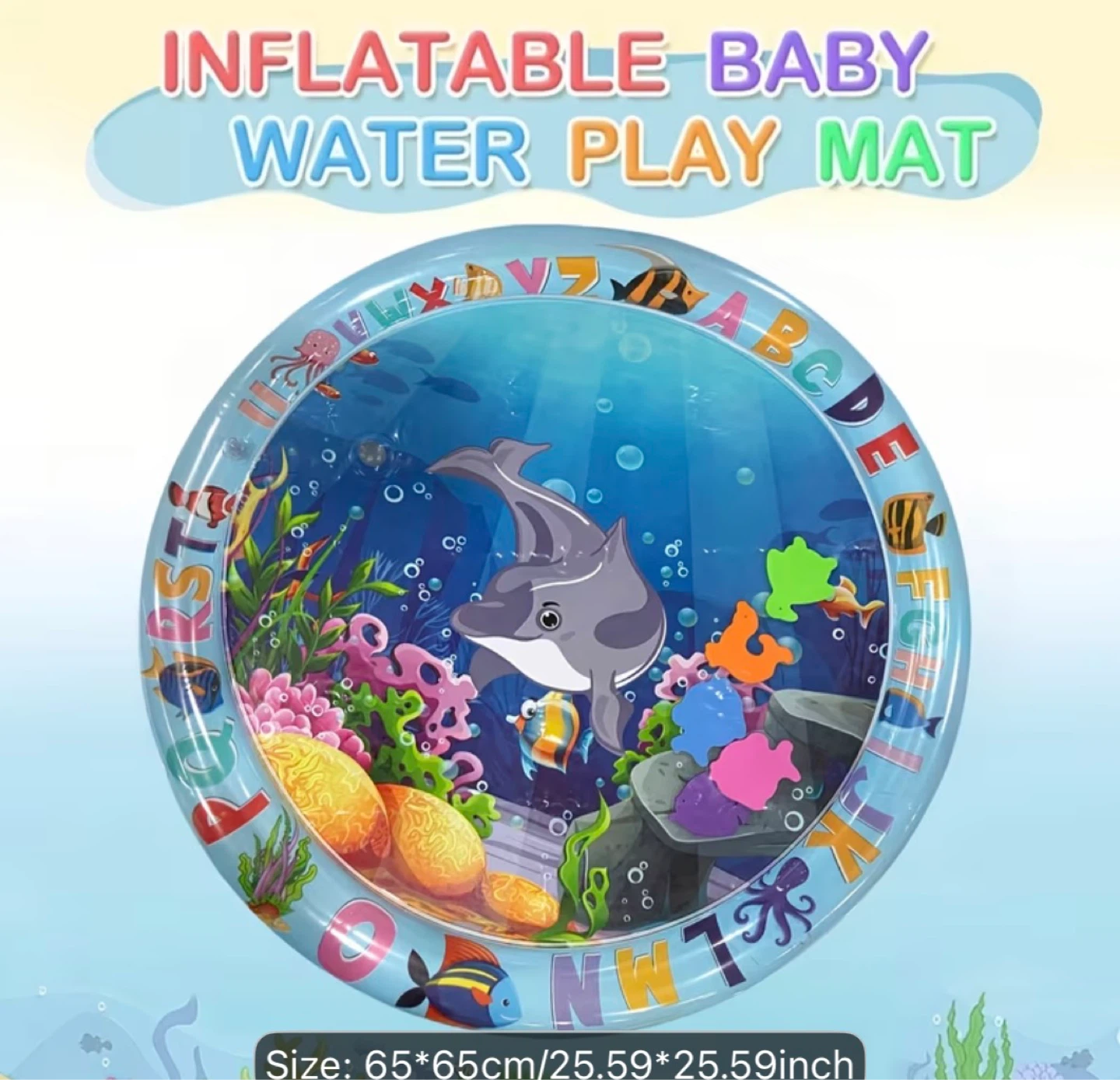 Inflatable Baby Water Play Mat with Alphabet and Ocean Animals