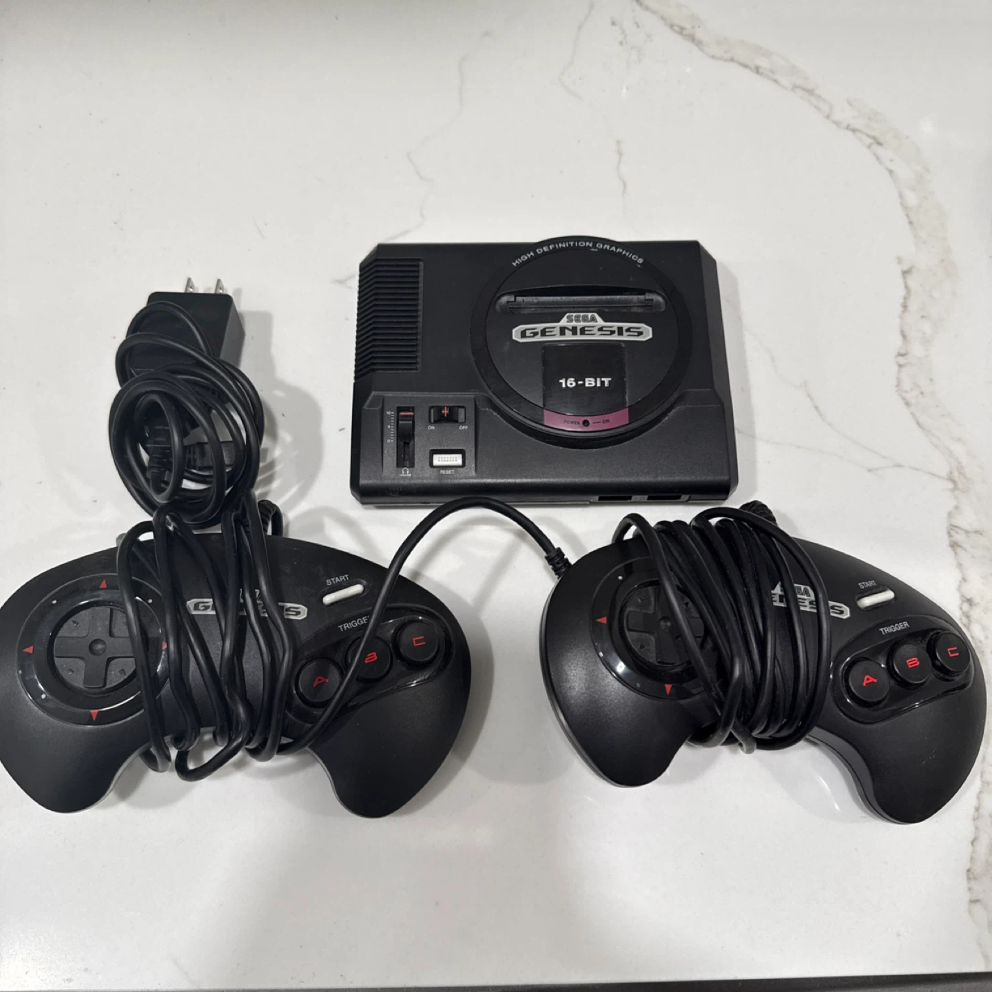 Sega Genesis 16-Bit Console with Controllers and Power Adapter