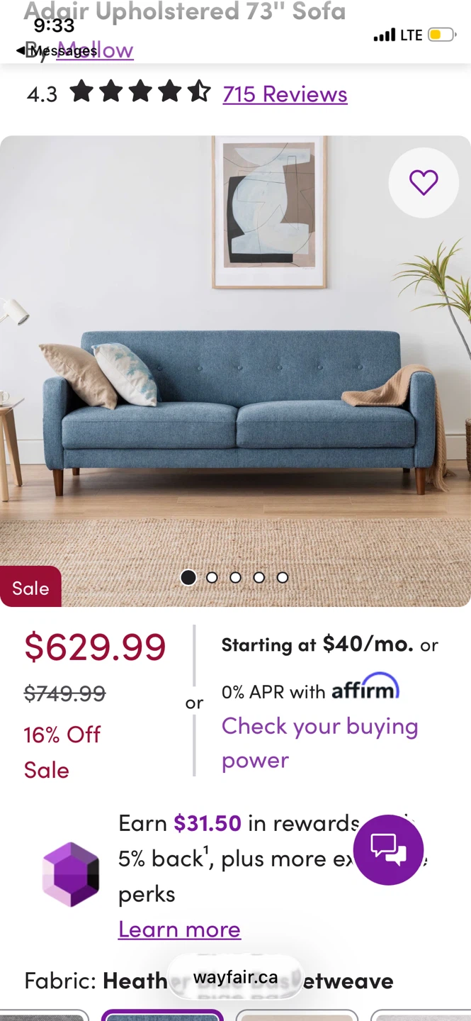 Structube  Couch Light Grey Two-Seater Sofa - photo 4