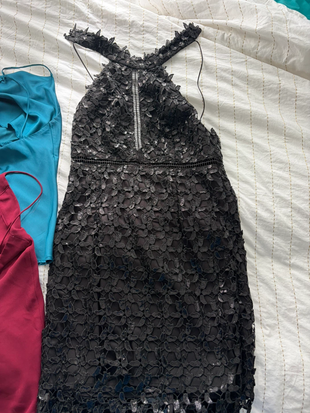 Black Lace Halter Neck Dress