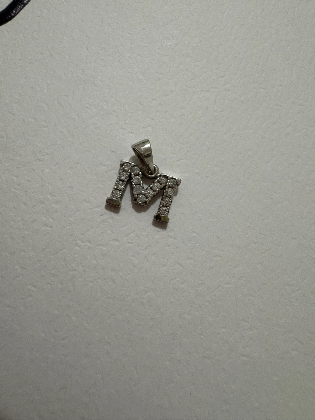 Sterling Silver "M" Initial Pendant with Cubic Zirconia - photo 4