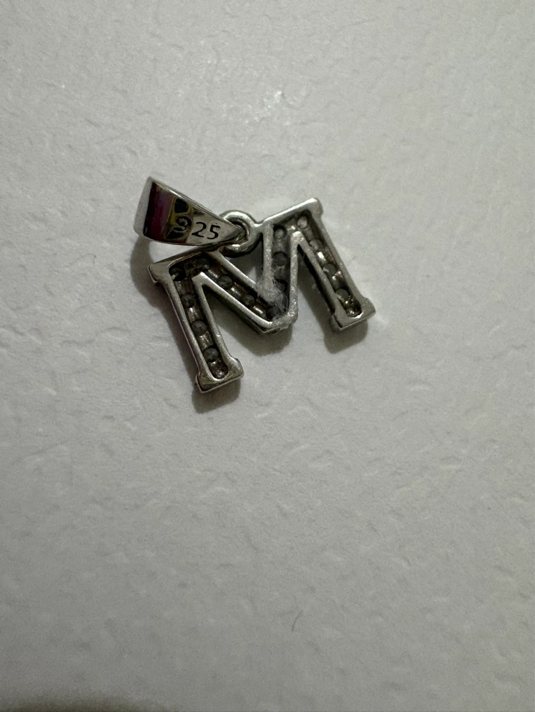 Sterling Silver "M" Initial Pendant with Cubic Zirconia - photo 5