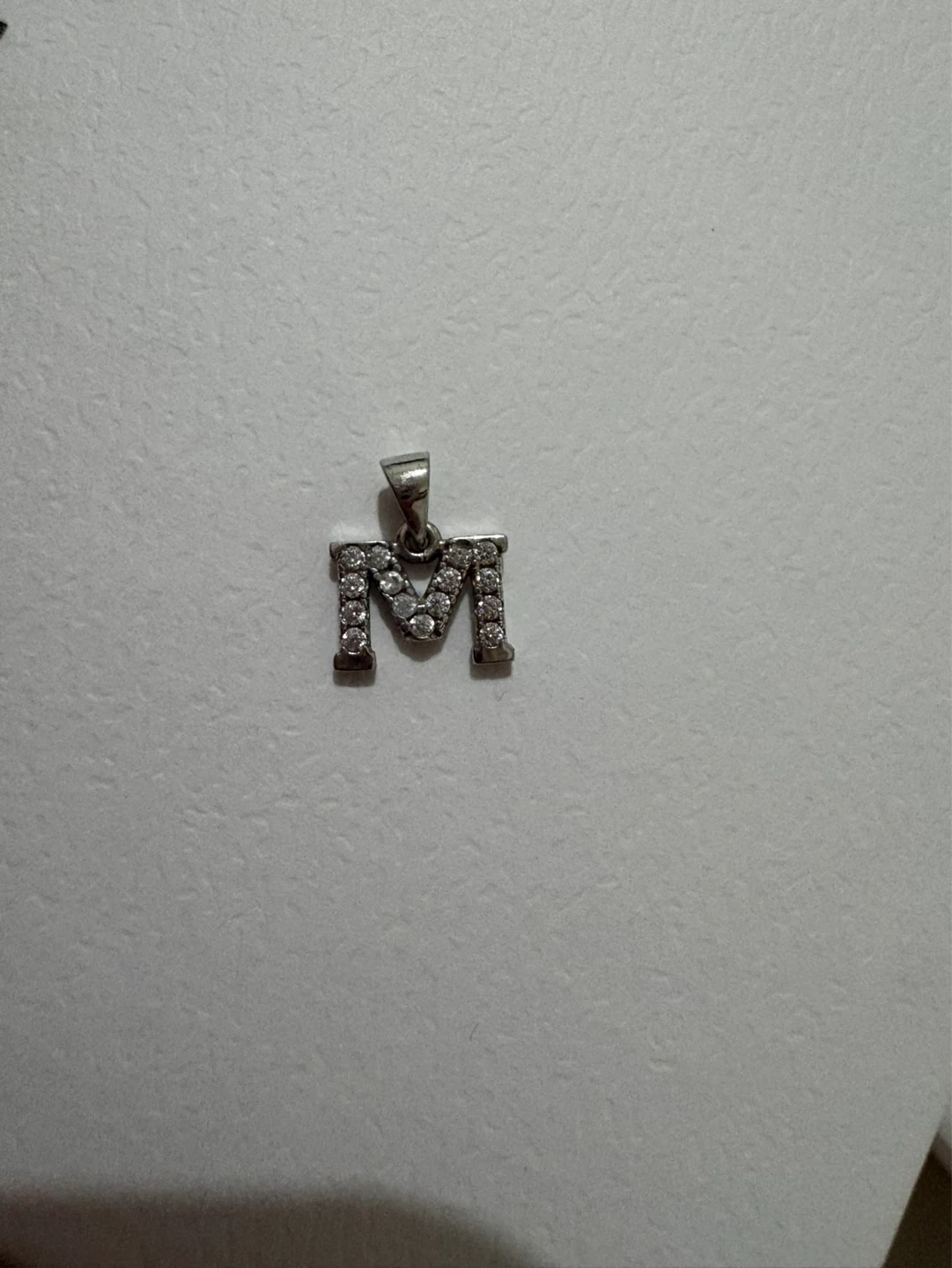Sterling Silver "M" Initial Pendant with Cubic Zirconia - photo 3