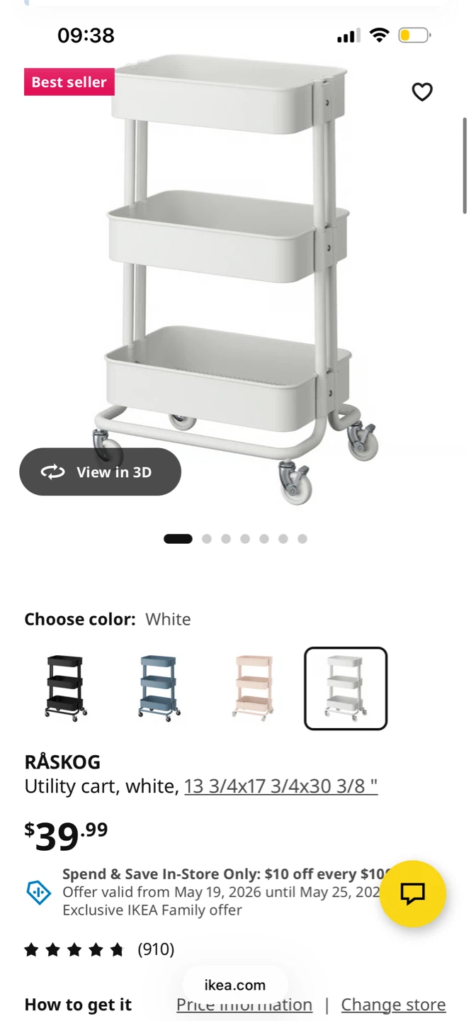 IKEA RASKOG 3 tiers Utility Cart - White