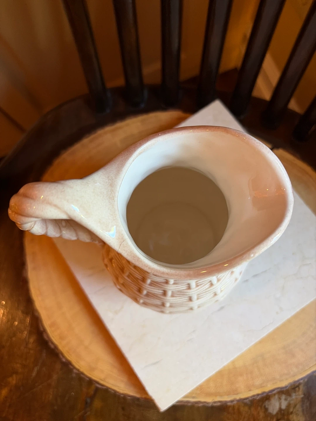 Ceramic Cream Pitcher with Basket Weave Design - photo 3