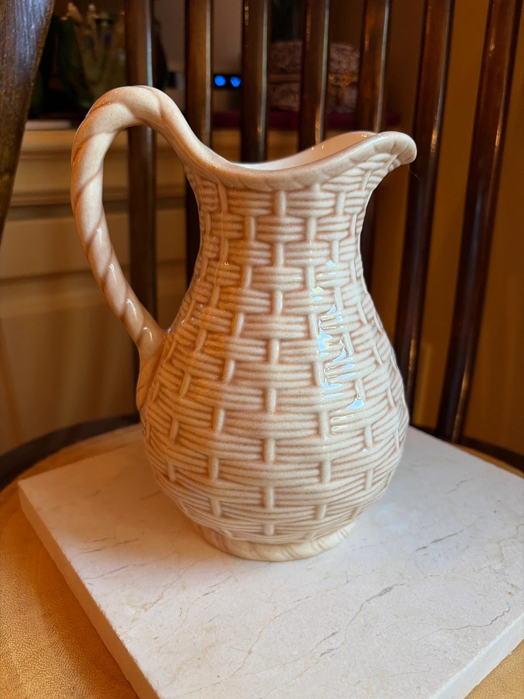 Ceramic Cream Pitcher with Basket Weave Design - photo 2