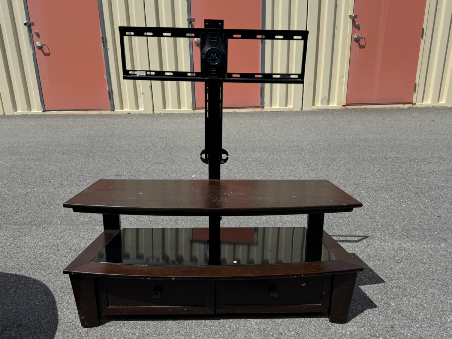 Dark Wood TV Stand with Swivel Mount
