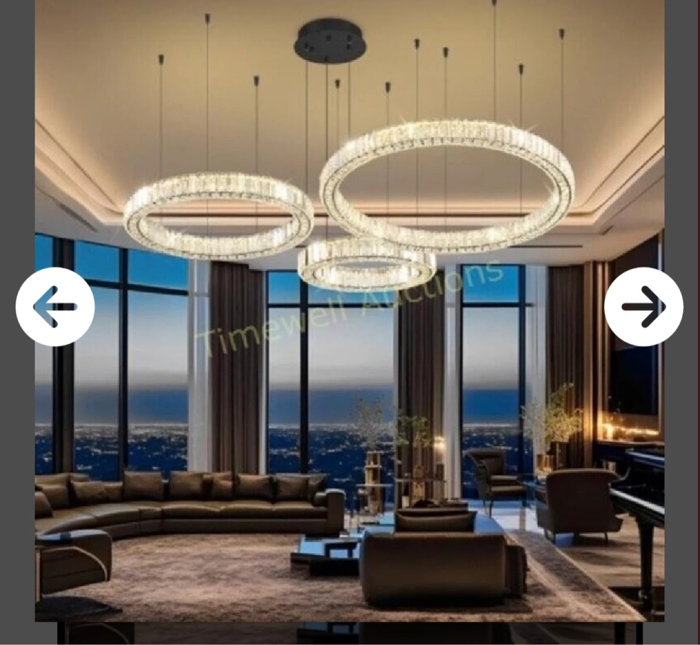 Black Crystal Chandeliers - 3 Rings Pendant - photo 2