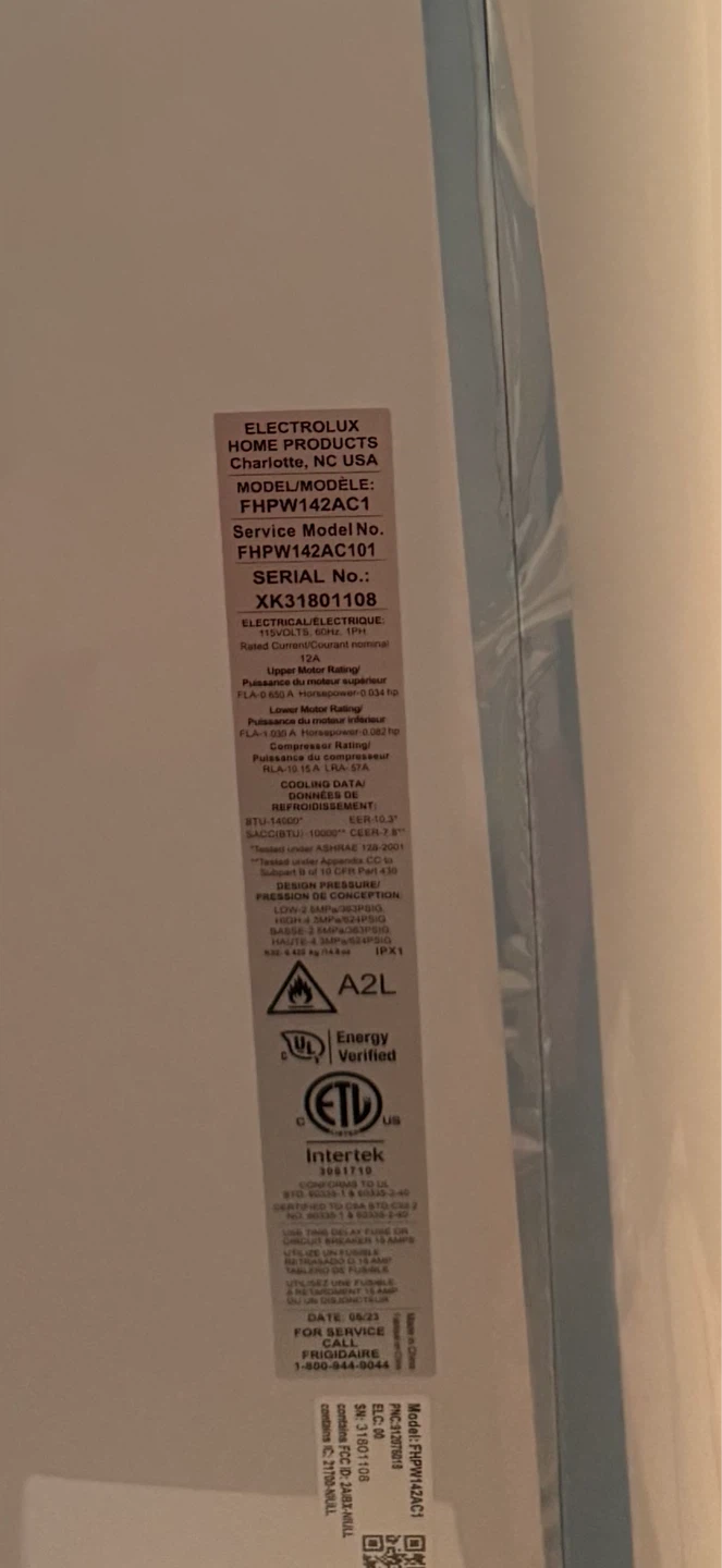Frigidaire Portable Air Conditioner FHPH142AC1
