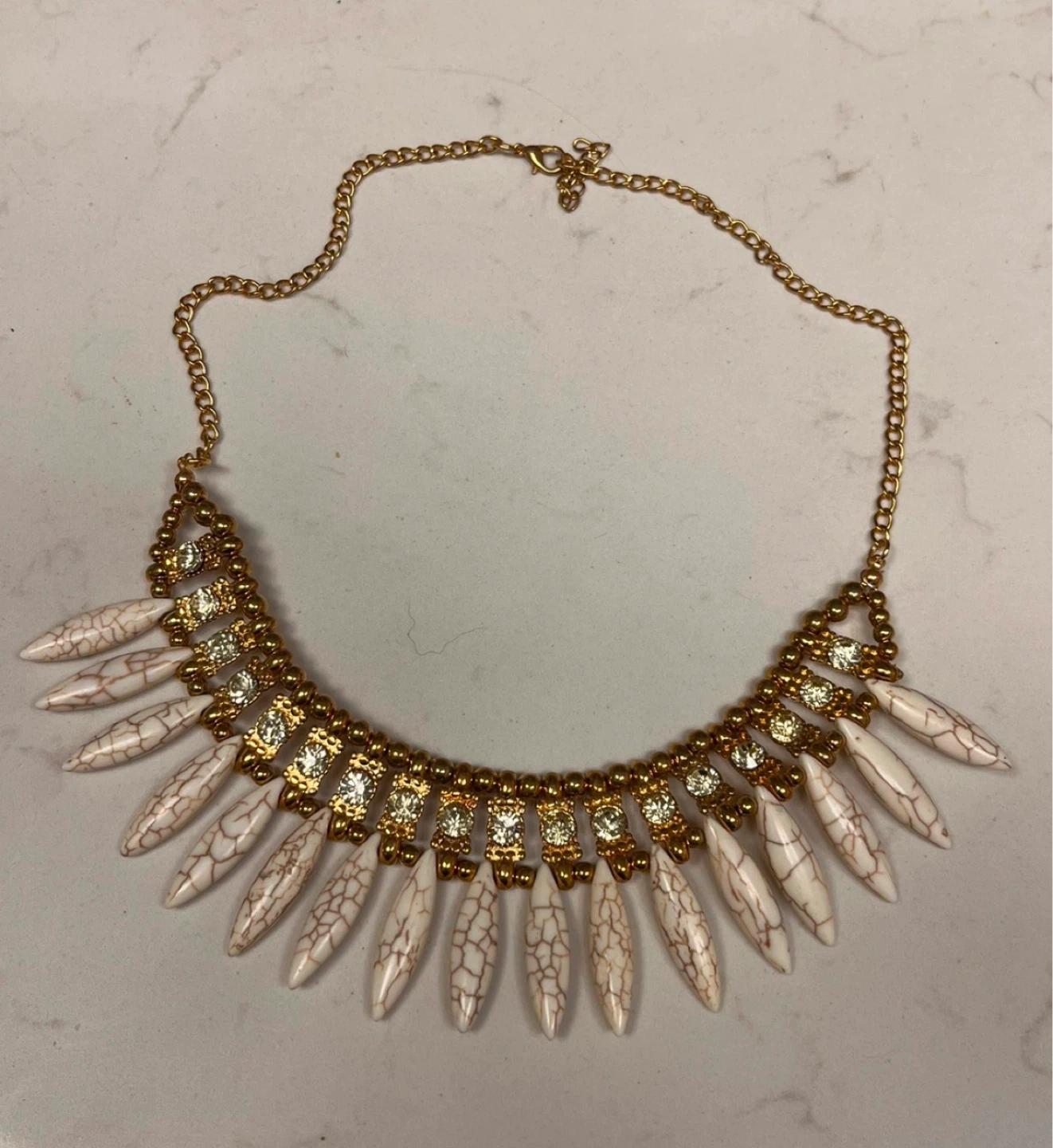 Gold-tone Necklace with Marbled Pendants NEW