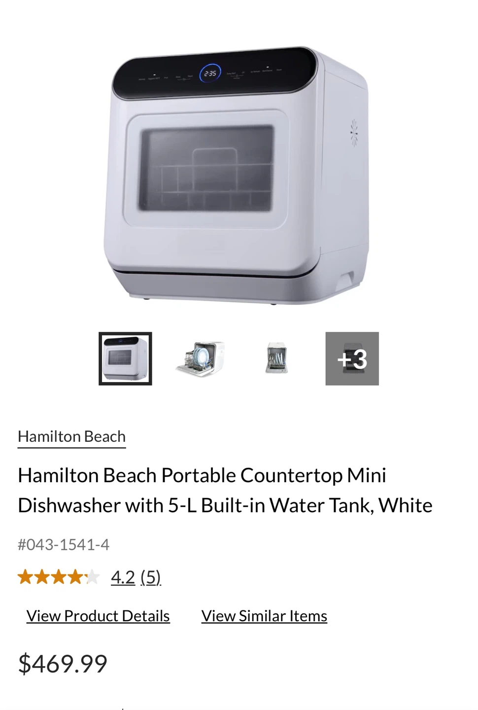 Hamilton Beach Portable Countertop Mini Dishwasher - White - photo 3