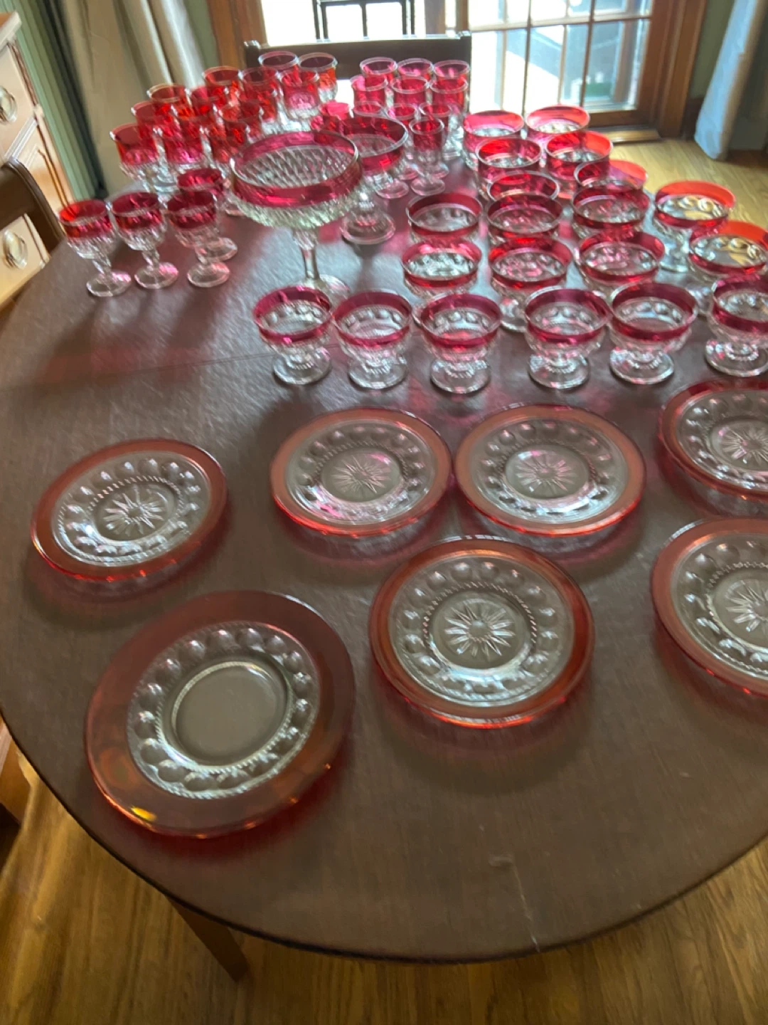 Ruby Red “King’s Crown” thumbprint design.  Circa 1940’s - photo 2