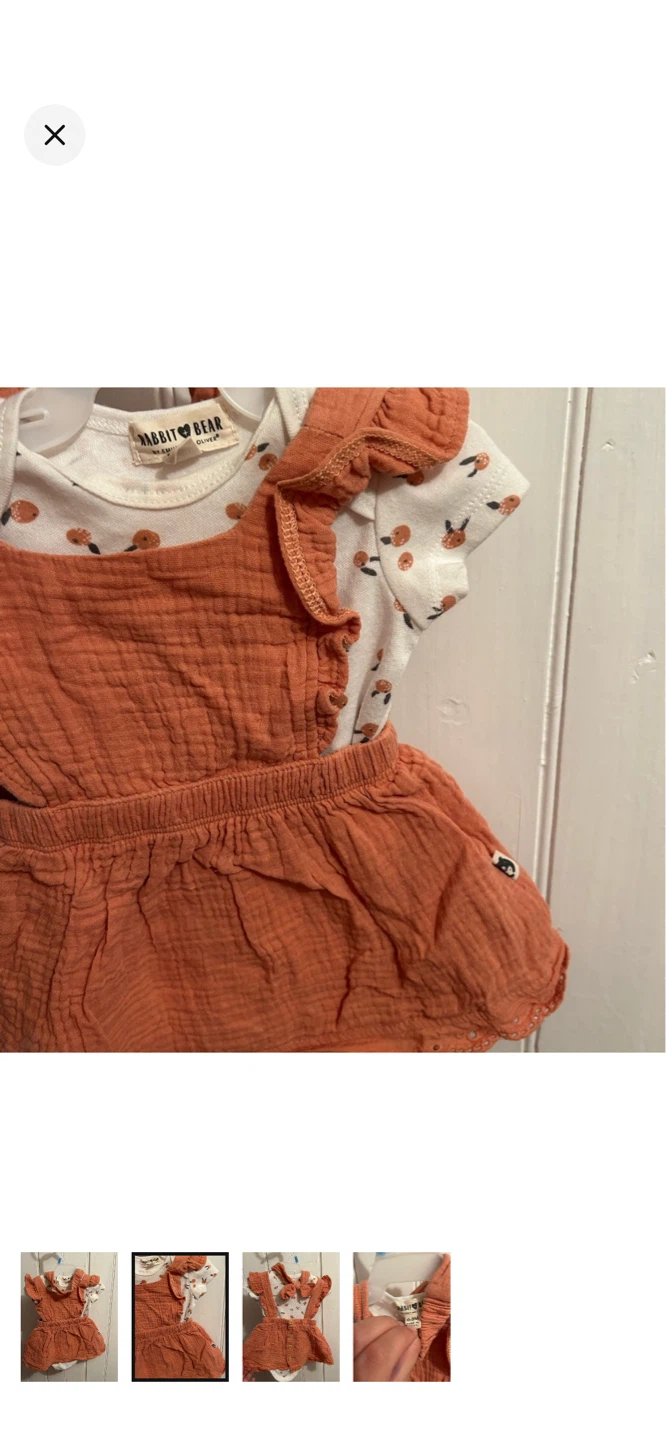 Rabbit & Bear Orange peach Bodysuit Dress Set 0-3M - photo 2