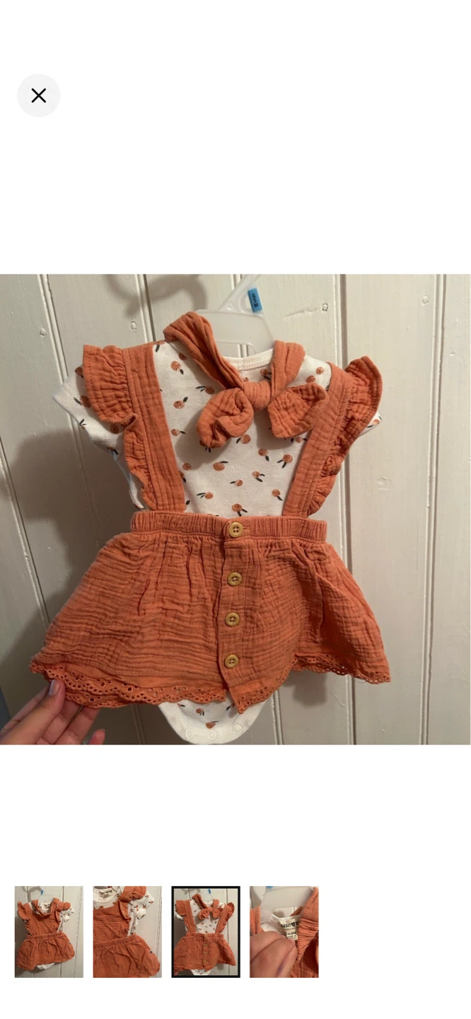Rabbit & Bear Orange peach Bodysuit Dress Set 0-3M - photo 3