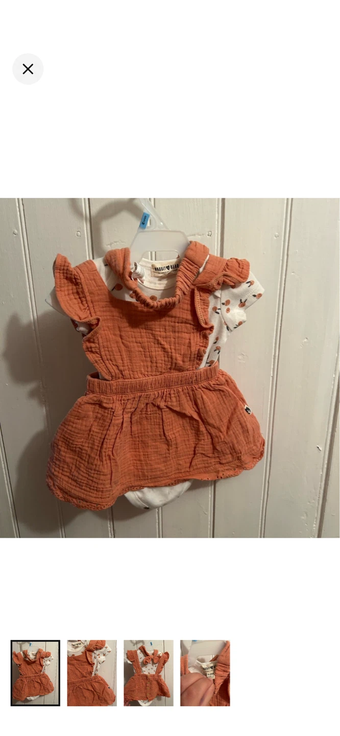 Rabbit & Bear Orange peach Bodysuit Dress Set 0-3M