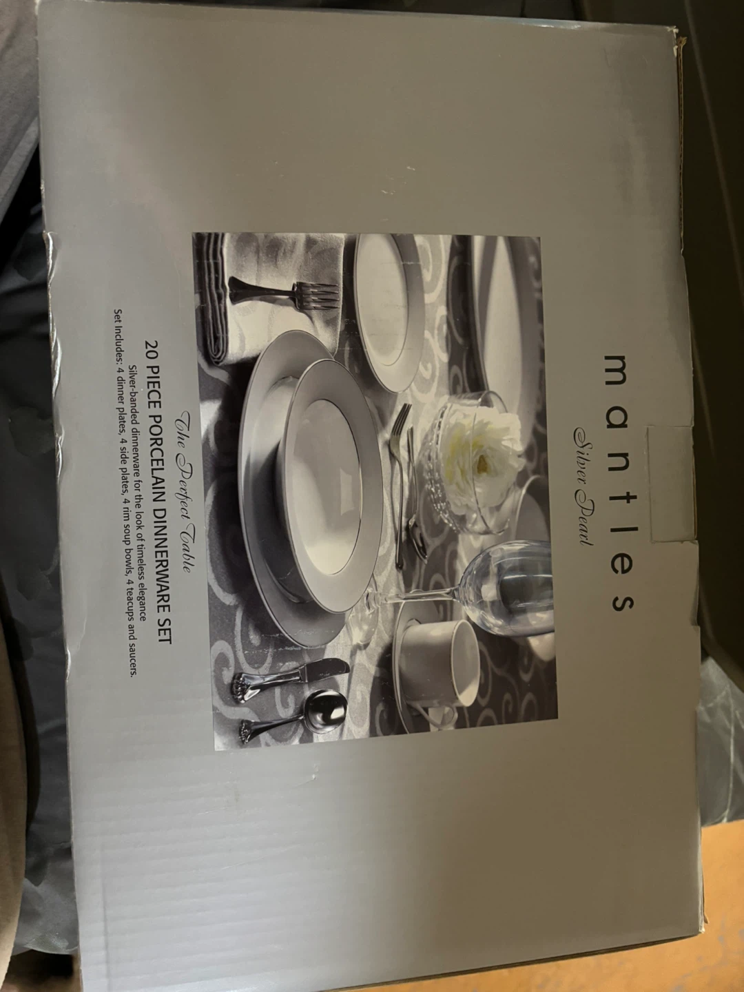 Mantles Silver Bead 20-Piece Porcelain Dinnerware Set - photo 4