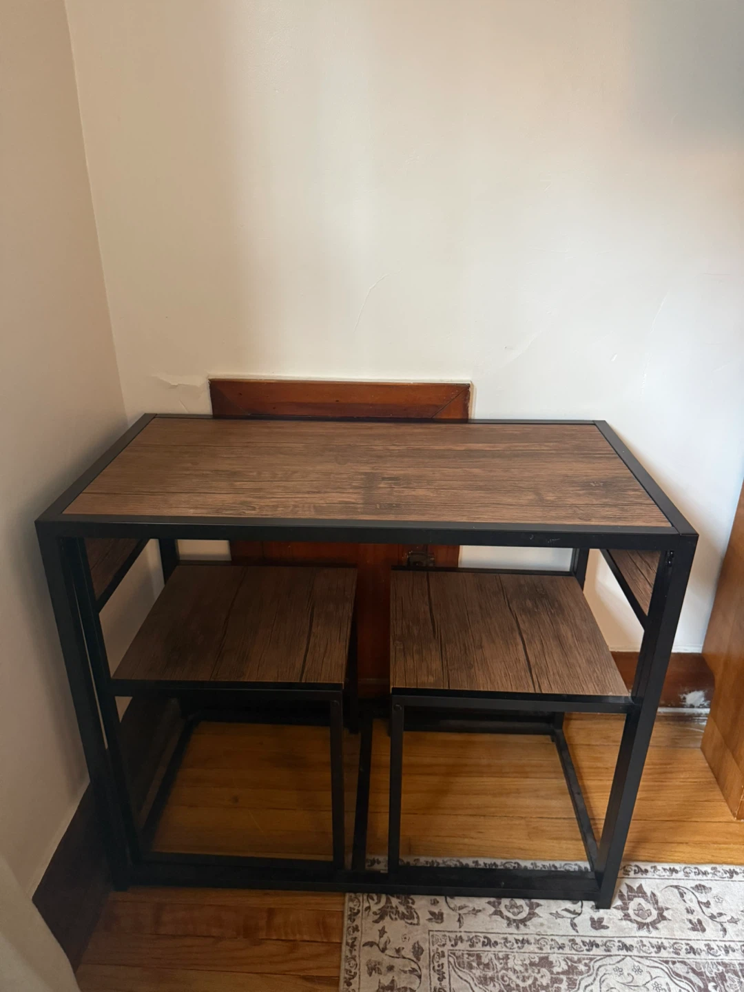 Industrial Style Dining Set with 2 Stools - photo 4