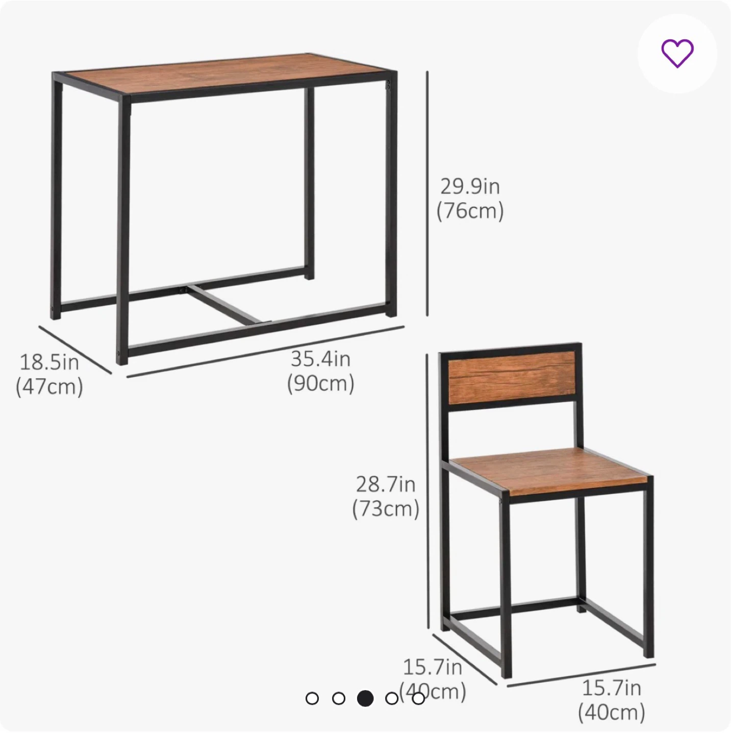 Industrial Style Dining Set with 2 Stools