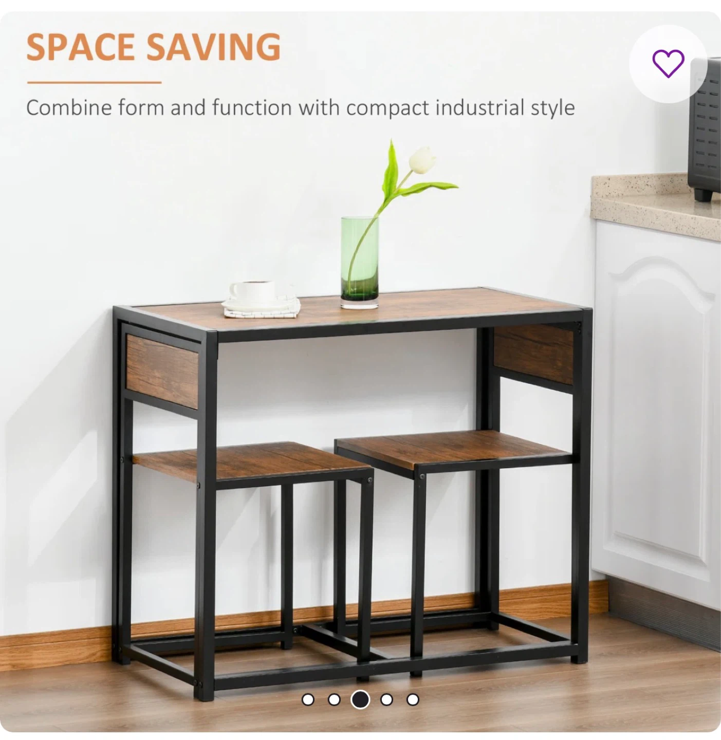 Industrial Style Dining Set with 2 Stools - photo 2