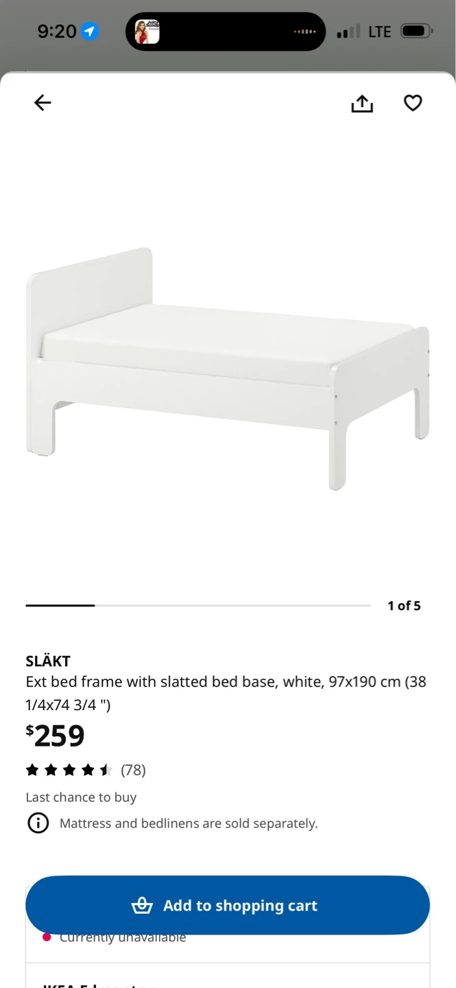IKEA SLÄKT Extendable Bed Frame with Slatted Bed Base - White - photo 4