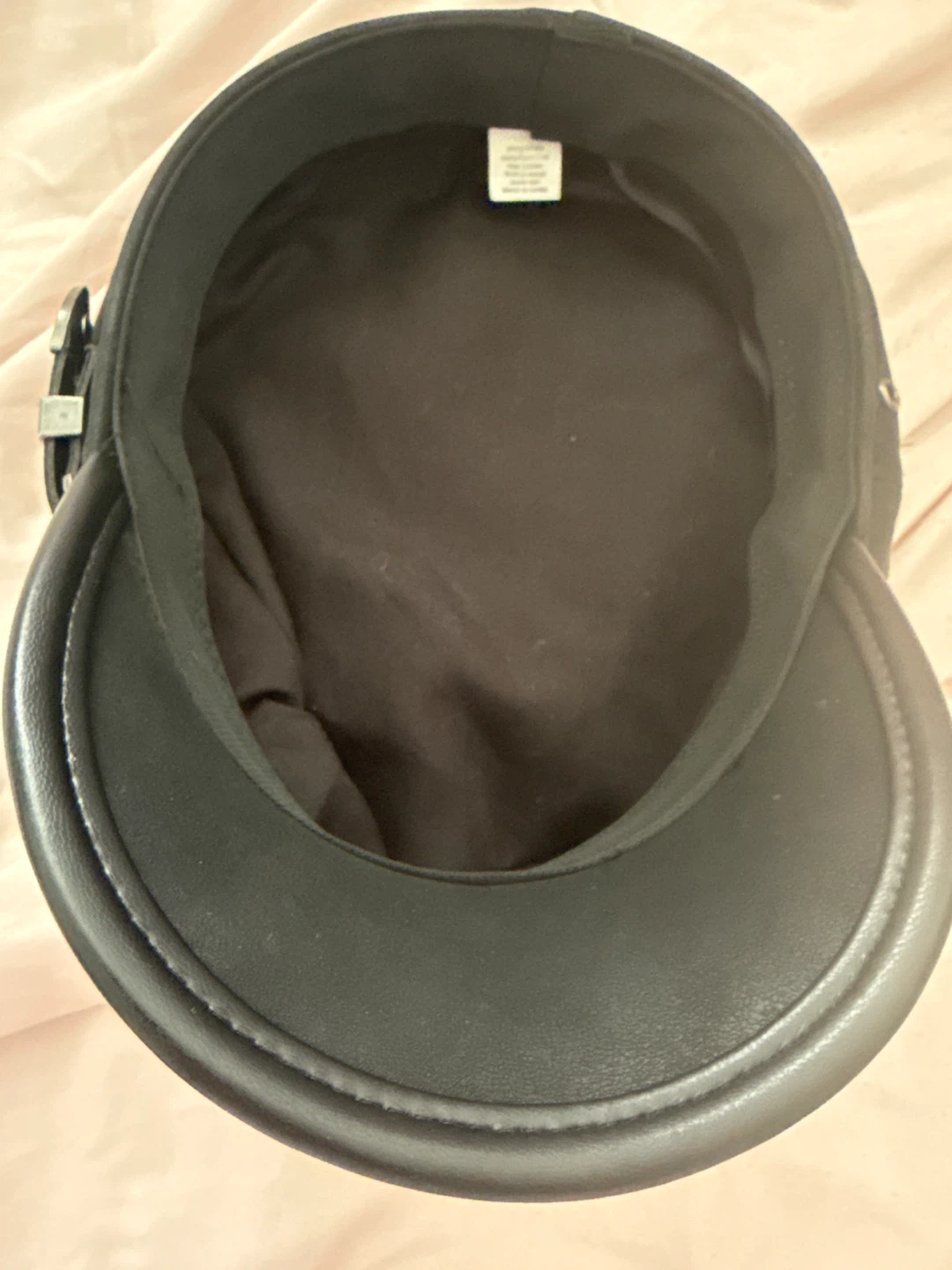 Black Faux Leather Cap - photo 2
