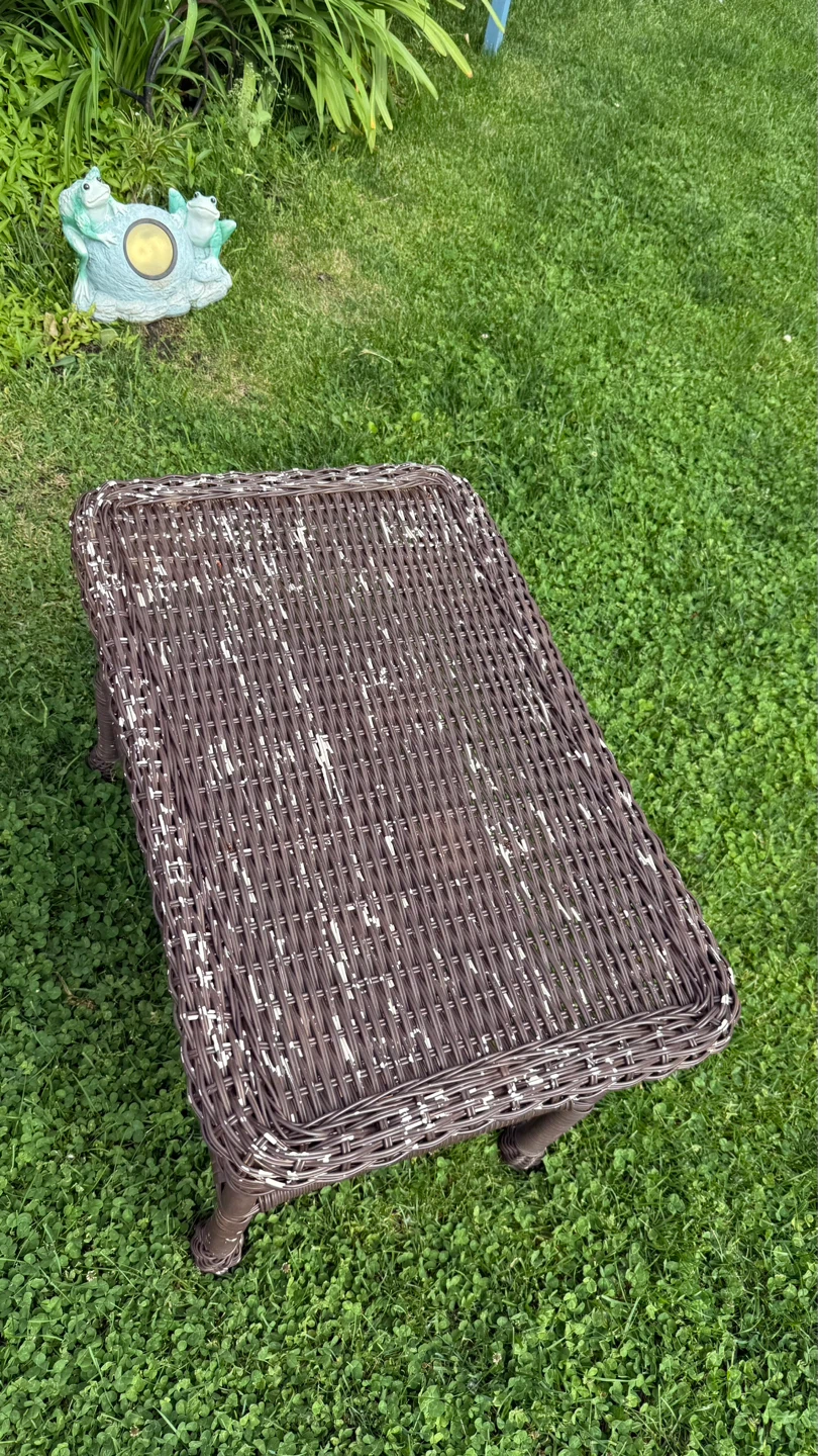 Brown Wicker Coffee Table with Shelf - photo 2