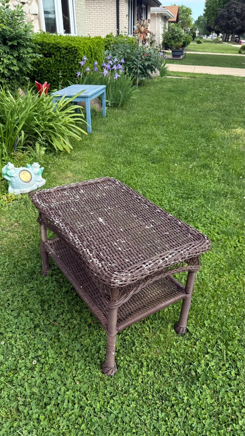 Brown Wicker Coffee Table with Shelf - photo 4